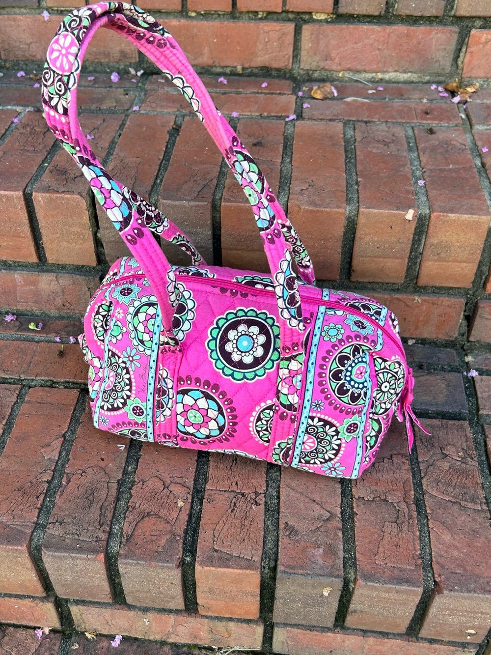 Vera Bradley Small Duffel Bag In Retired Cupcake Pink Pattern